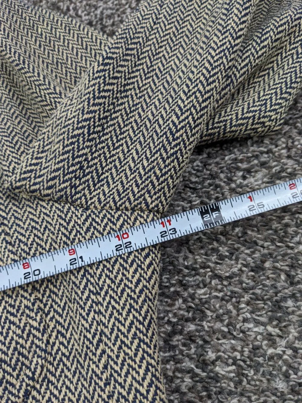 Polo Ralph Lauren Blazer Sport Coat Tweed Silk Tan Blue Herringbone 44L Italy